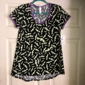 LULAROE XXS Halloween Classic T Bats Black Top